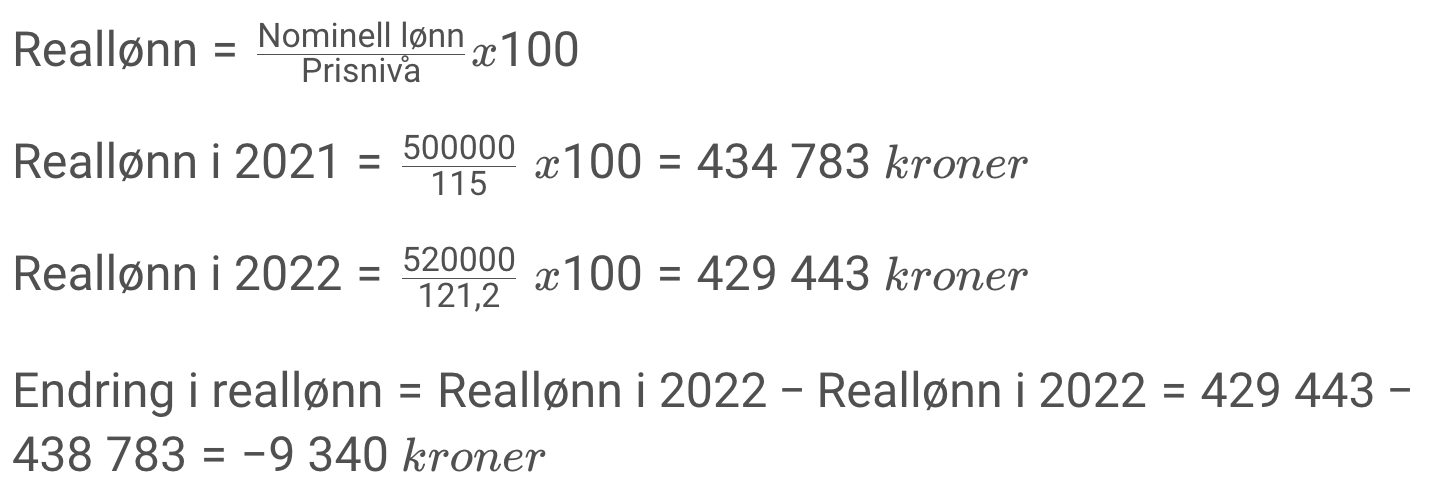 Reallønn formel